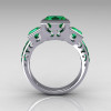 Classic Bridal 14K White Gold 2.5 Carat Square Three Stone Princess Emerald Ring R315-14WGEM-2