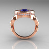 Modern 14K Rose Gold 1.0 Carat Blue Sapphire Diamond Designer Engagement Ring R163-14KRGDBS-2