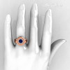 Modern 14K Rose Gold 1.0 Carat Blue Sapphire Diamond Designer Engagement Ring R163-14KRGDBS-5