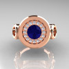 Modern 14K Rose Gold 1.0 Carat Blue Sapphire Diamond Designer Engagement Ring R163-14KRGDBS-3