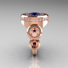Modern 14K Rose Gold 1.0 Carat Blue Sapphire Diamond Designer Engagement Ring R163-14KRGDBS-4
