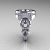 Modern 950 Platinum 1.0 Carat CZ Diamond Designer Engagement Ring R163-PLATGDCZ-3
