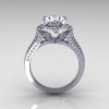 French Bridal 10K White Gold 2.5 Carat Oval White Sapphire Diamond Cluster Engagement Ring R164-10KWGDWS-2