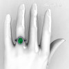 French Bridal 14K White Gold 2.5 Carat Oval Emerald Diamond Cluster Engagement Ring R164-14KWGDEM-5