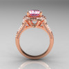 French Bridal 10K Rose Gold 2.5 Carat Oval Light Pink Topaz Diamond Cluster Engagement Ring R164-10KRGDLPT-2