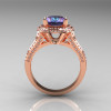 French Bridal 14K Rose Gold 2.5 Carat Oval Alexandrite Diamond Cluster Engagement Ring R164-14KRGDAL-4