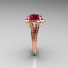 French Bridal 18K Rose Gold 2.5 Carat Oval Burgundy Garnet Diamond Cluster Engagement Ring R164-18KRGDBG-4