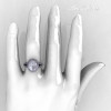 French Bridal 10K White Gold 2.5 Carat Oval White Sapphire Diamond Cluster Engagement Ring R164-10KWGDWS-5
