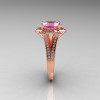 French Bridal 10K Rose Gold 2.5 Carat Oval Light Pink Topaz Diamond Cluster Engagement Ring R164-10KRGDLPT-3