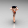 French Bridal 14K Rose Gold 2.5 Carat Oval Black Diamond Cluster Engagement Ring R164-14KRGDBG-4