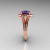 French Bridal 14K Rose Gold 2.5 Carat Oval Alexandrite Diamond Cluster Engagement Ring R164-14KRGDAL-2