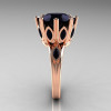 Classic 18K Pink Gold Marquise and 5.0 CT Round  Black Diamond Solitaire Ring R160-18KPGBDD-4