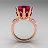 Classic 14K Rose Gold Marquise and 5.0 CT Round  Burgundy Garnet Solitaire Ring R160-14KRGBG-2