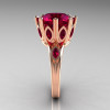 Classic 14K Rose Gold Marquise and 5.0 CT Round  Burgundy Garnet Solitaire Ring R160-14KRGBG-4