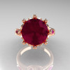 Classic 14K Rose Gold Marquise and 5.0 CT Round  Burgundy Garnet Solitaire Ring R160-14KRGBG-3