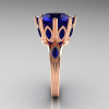 Classic 14K Rose Gold Marquise and 5.0 CT Round  Blue Sapphire Solitaire Ring R160-14KRGBS-4