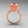 Classic 14K Rose Gold Marquise and 5.0 CT Round  Morganite Solitaire Ring R160-14KRGMO-2