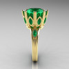 Classic 14K Yellow Gold Marquise and 5.0 CT Round  Emerald Solitaire Ring R160-14KYGEM-4