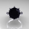 Classic 10K White Gold Marquise and 5.0 CT Round Black Diamond Solitaire Ring R160-10KWGBDD-5