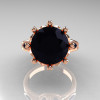 Classic 18K Pink Gold Marquise and 5.0 CT Round  Black Diamond Solitaire Ring R160-18KPGBDD-3