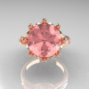 Classic 14K Rose Gold Marquise and 5.0 CT Round  Morganite Solitaire Ring R160-14KRGMO-5
