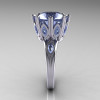 Classic 14K White Gold Marquise and 5.0 CT Round Blue Topaz Solitaire Ring R160-14KWGBTT-4