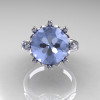 Classic 14K White Gold Marquise and 5.0 CT Round Blue Topaz Solitaire Ring R160-14KWGBTT-3