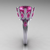 Classic 10K White Gold Marquise and 5.0 CT Round Pink Sapphire Solitaire Ring R160-10KWGPSS-4