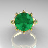 Classic 14K Yellow Gold Marquise and 5.0 CT Round  Emerald Solitaire Ring R160-14KYGEM-3