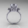 Modern Antique 14K White Gold 2.6 Carat Emerald Cut White Sapphire Diamond Solitaire Ring R166-14WGDWS-2