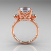 Modern Antique 14K Rose Gold 2.6 Carat Emerald Cut White Sapphire Diamond Solitaire Ring R166-14RGDWS-2