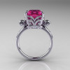 Modern Antique 14K White Gold 2.6 Carat Emerald Cut Pink Sapphire Diamond Solitaire Ring R166-14WGDPS-2