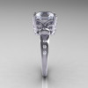 Modern Antique 14K White Gold 2.6 Carat Emerald Cut White Sapphire Diamond Solitaire Ring R166-14WGDWS-4