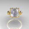 Modern Antique 18K Yellow Gold 2.6 Carat Emerald Cut Zirconia Diamond Solitaire Ring R166-18YGDCZ-4