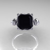 Modern Antique 10K White Gold 2.6 Carat Emerald Cut Black Diamond Solitaire Ring R166-10WGDBD-3
