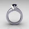 Modern Bridal 10K White Gold Princess Invisible 1.0 CT Round Black Diamond Wedding Ring R168-10KWGBDD-2