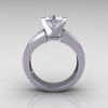 Modern Bridal 10K White Gold Princess Invisible 1.0 CT Round CZ Wedding Ring R168-10KWGCZ-2