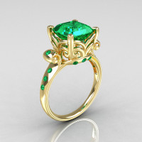 Modern Antique 10K Yellow Gold 2.6 Carat Emerald Solitaire Ring R166-10YGEM-1