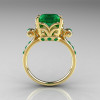 Modern Antique 10K Yellow Gold 2.6 Carat Emerald Solitaire Ring R166-10YGEM-2