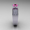Modern Bridal 950 Platinum Princess Invisible White Sapphire 1.0 CT Round Pink Sapphire Wedding Ring R168-PLATWSPS-4