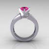Modern Bridal 950 Platinum Princess Invisible White Sapphire 1.0 CT Round Pink Sapphire Wedding Ring R168-PLATWSPS-3