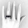 Modern Bridal 10K White Gold Princess Invisible 1.0 CT Round Black Diamond Wedding Ring R168-10KWGBDD-5