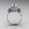 Modern Vintage 14K White Gold 2.5 Carat White Sapphire Diamond Wedding Engagement Ring R167-14KWGDWS-2