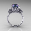 Modern Vintage 14K White Gold 3.0 Carat Russian Alexandrite Diamond Wedding Engagement Ring R167-14KWGDAL-2
