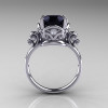 Modern Vintage 14K White Gold 2.5 Ct Black and White Diamond Wedding Engagement Ring R167-14KWGDBD-2