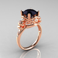 Modern Vintage 14K Rose Gold 2.5 Carat Black Diamond Wedding Engagement Ring R167-14KRGDBD-1
