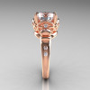 Modern Vintage 14K Rose Gold 2.5 Carat White Sapphire Diamond Wedding Engagement Ring R167-14KRGDWS-4