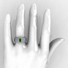 Ultra Modern 10K White Gold Princess Invisible White Sapphire 1.0 CT Emerald Green Topaz Engagement Ring R169-10KWGWSGT-5