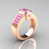 Ultra Modern 10K Rose Gold Princess Invisible and 1.0 CT Emerald Light Pink Sapphire Engagement Ring R169-10KRGLPS-2