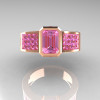 Ultra Modern 10K Rose Gold Princess Invisible and 1.0 CT Emerald Light Pink Sapphire Engagement Ring R169-10KRGLPS-3